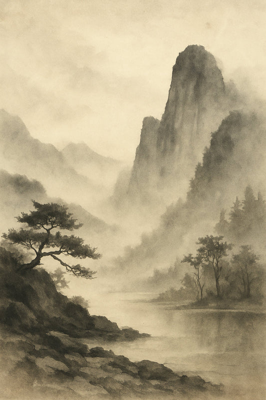 Sepia Horizon Calm Abstract