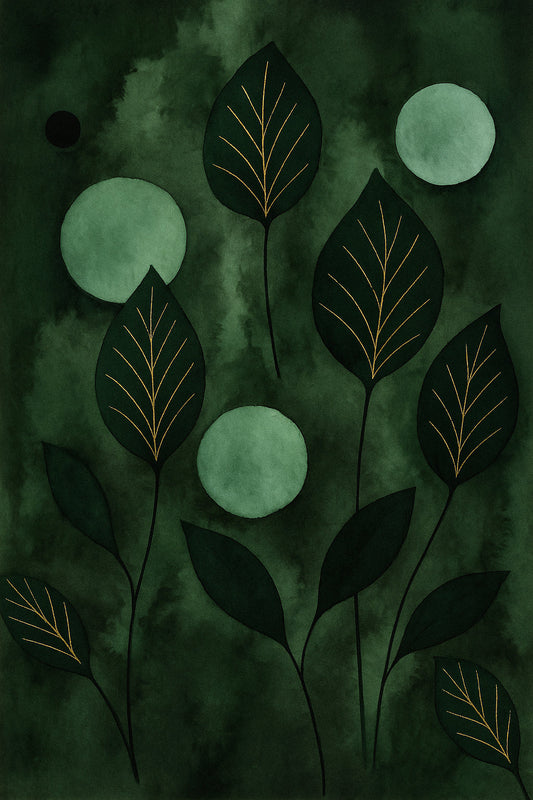 Emerald Leaves Abstract Serenity